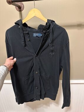 Polo by Ralph Lauren Black Hooded Lightweight Shirt Jacket